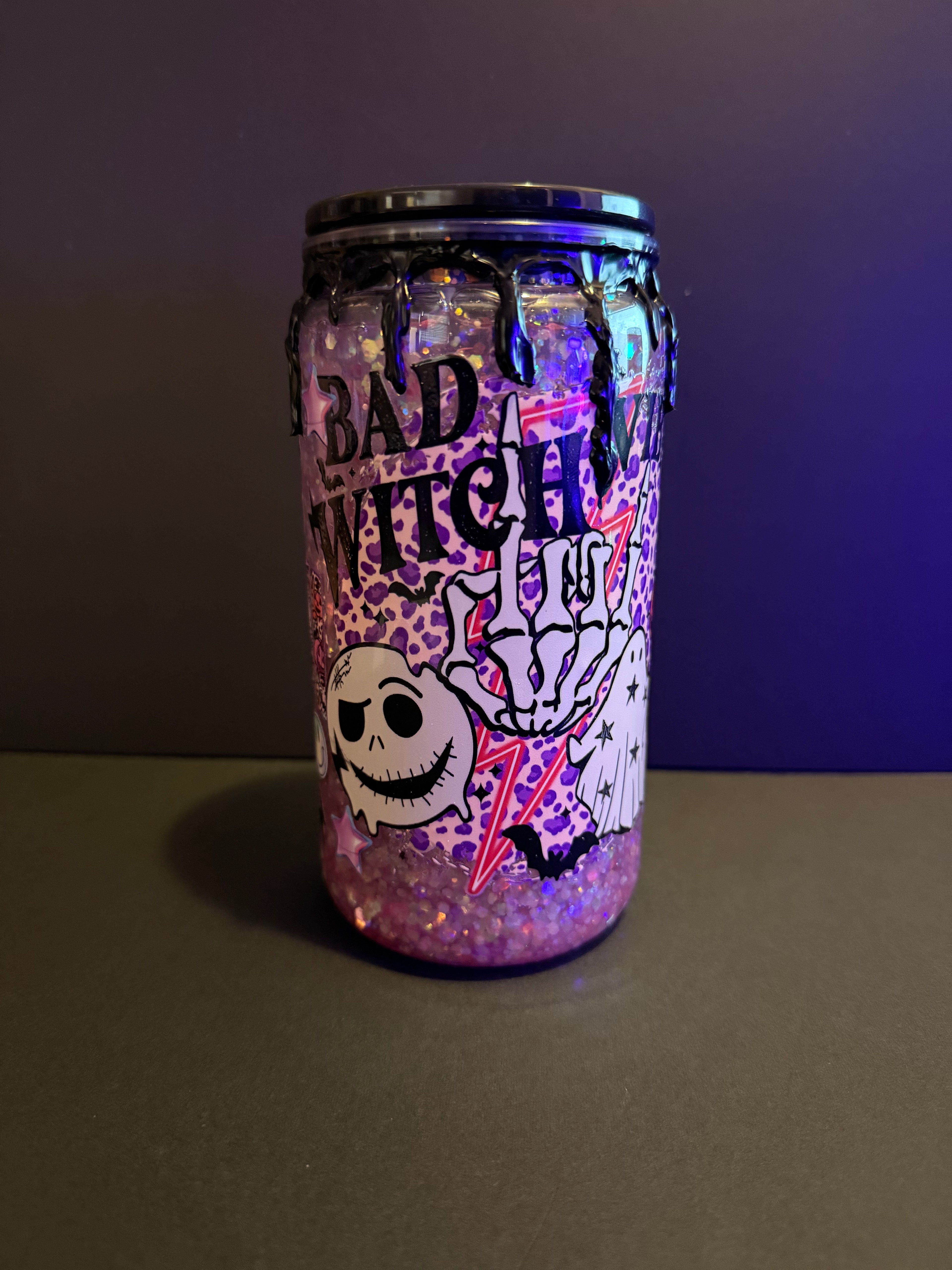 16 oz Snow Globe Tumbler (Bad Witch)