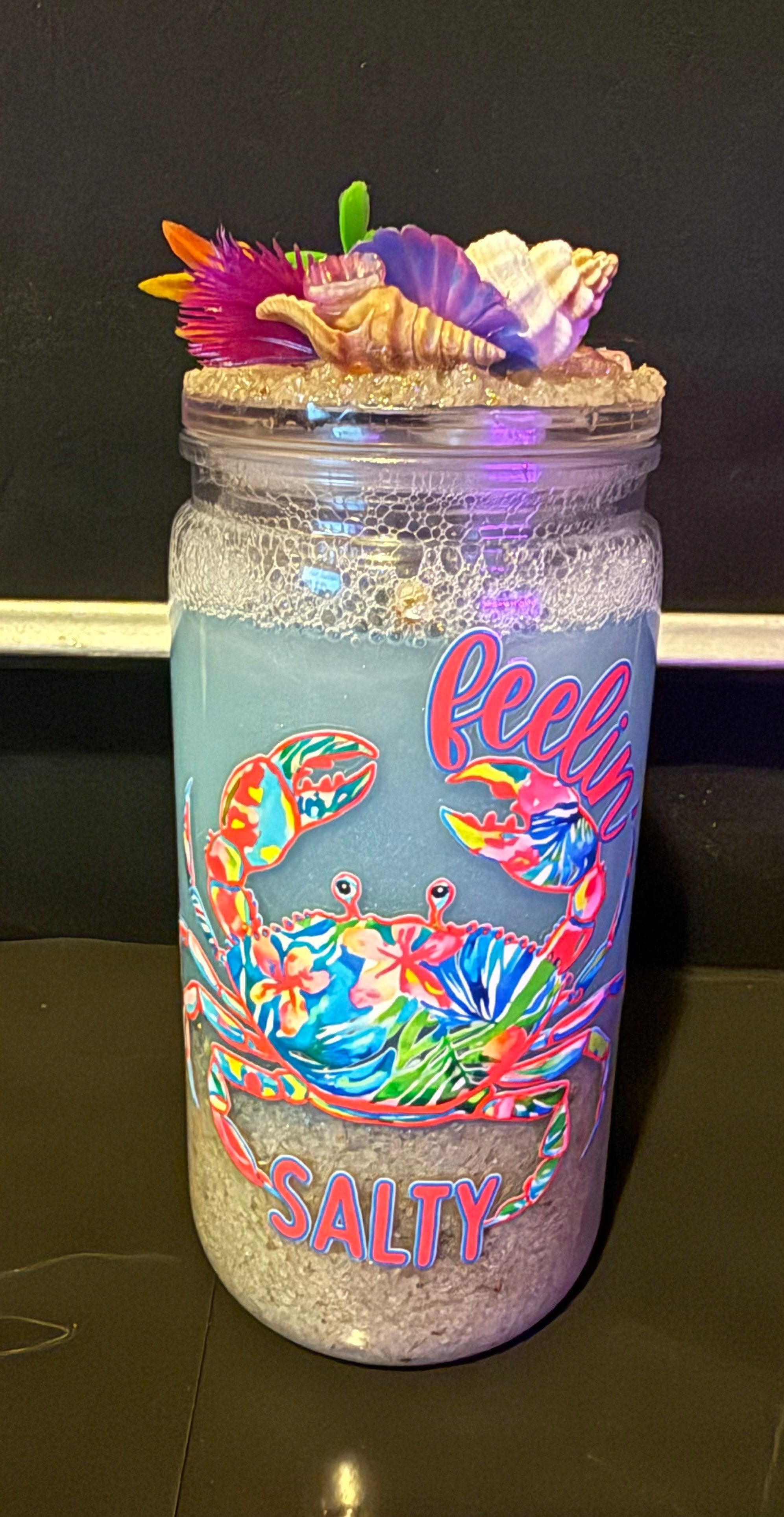 16 oz Beach  Snow Globe Tumbler with decal